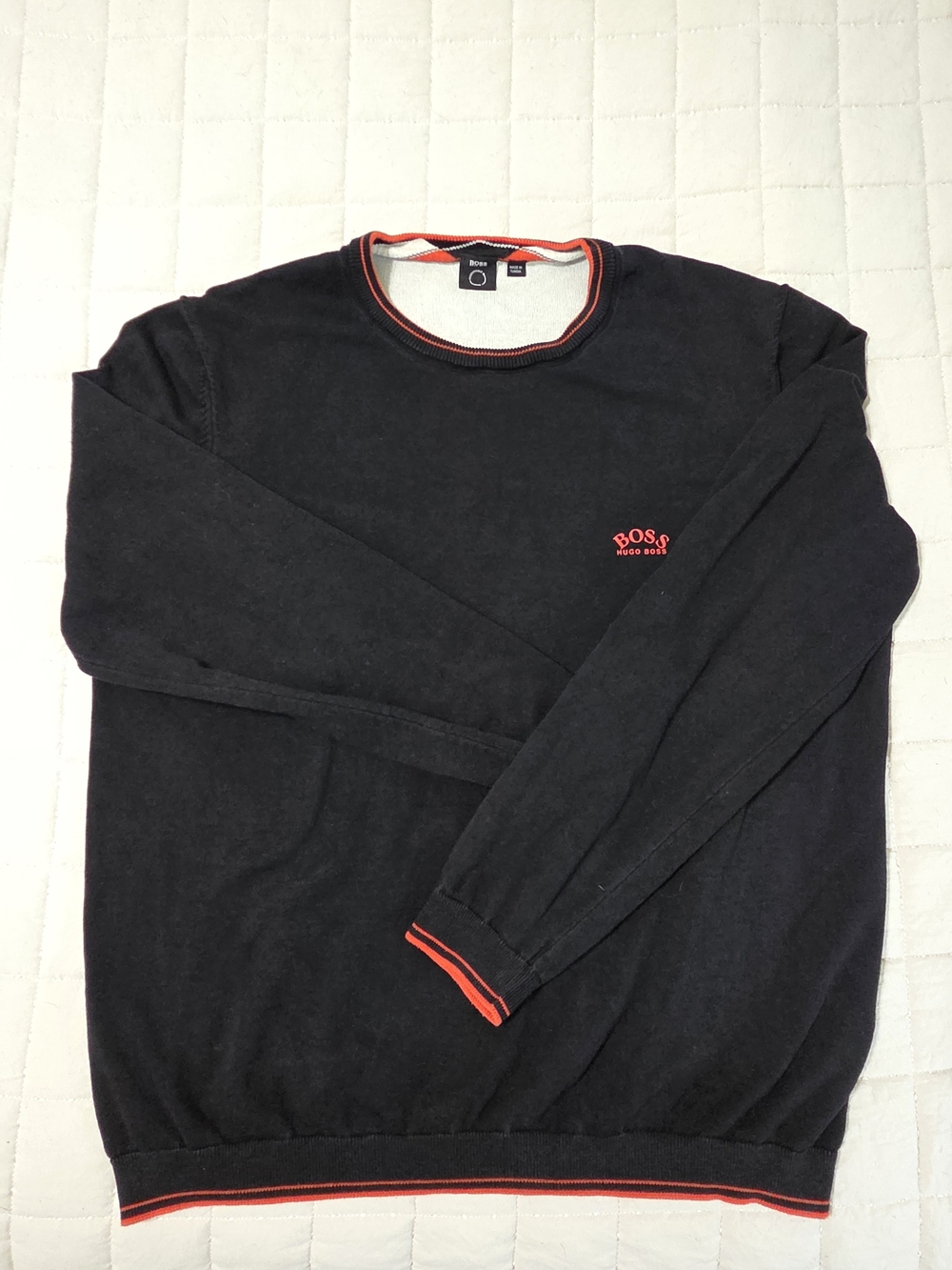 Boss Black Crewneck Sweater with Red Trim